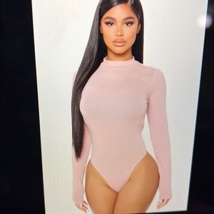 Brand new fashion nova mock neck body suit. Blush